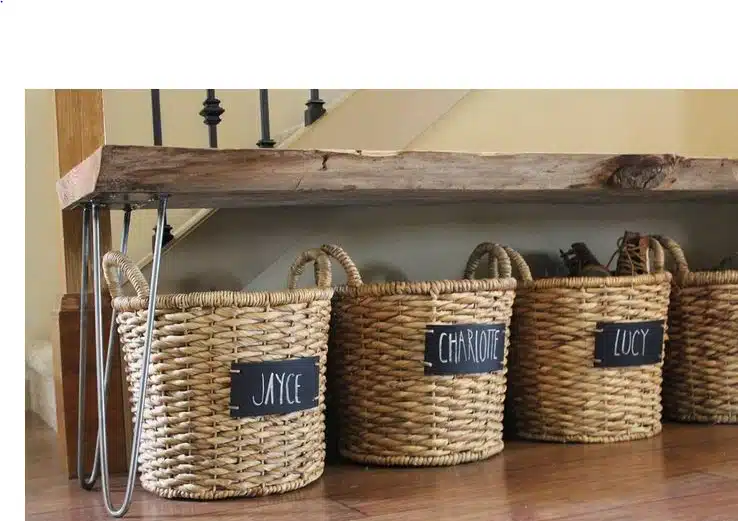 Rustic Charm with Baskets Shoe Storage Ideas