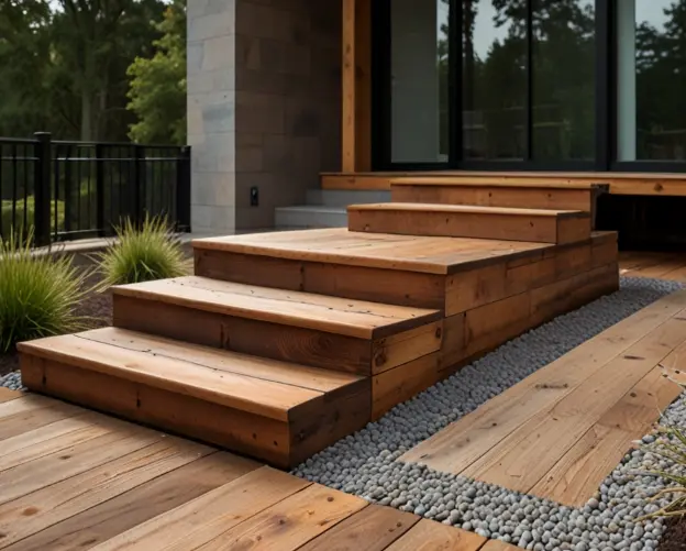 Wooden Deck Stairs for a Rustic Look