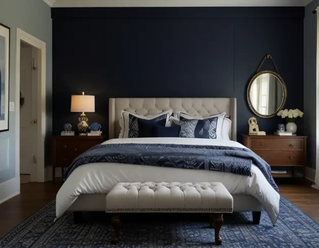 Navy Blue Accent Wall