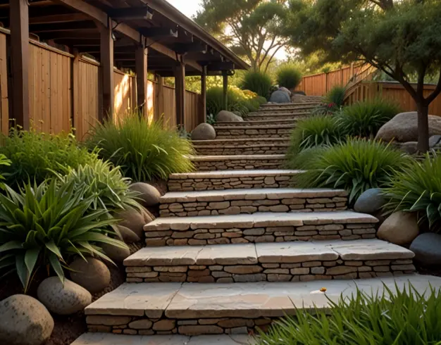 Stone Steps in a Garden Oasis