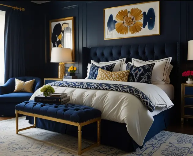 Navy Blue and Gold Decor