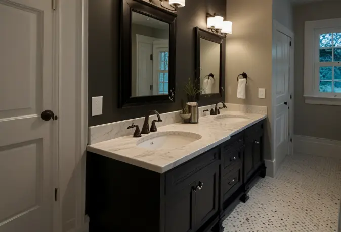 Custom Bathroom Remodeling with Black Vanity