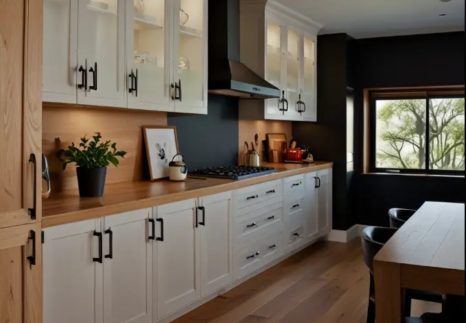 White Oak Cabinets with Black Hardware