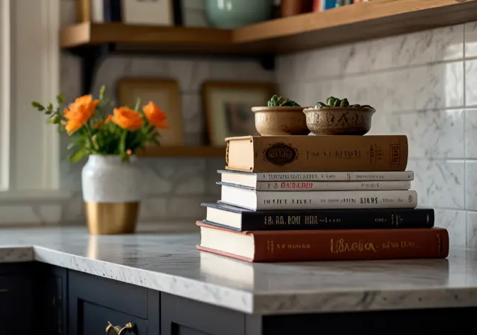 Showcase Cookbooks on Sturdy Stands