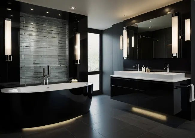 High-Gloss Black Vanity for a Contemporary Look