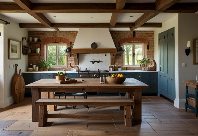 Exposed Wooden Beams for Farmhouse Appeal