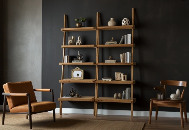 Ladder-Style Shelving for Rustic Charm