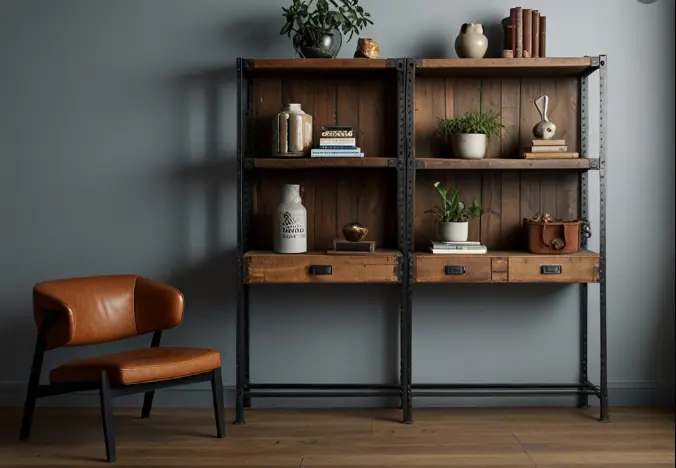 Industrial-Style Shelving for a Bold Statement