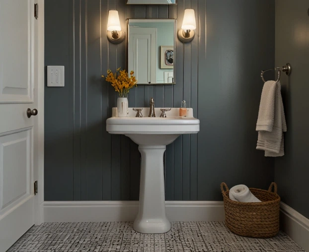 Pedestal Sink for More Floor Space