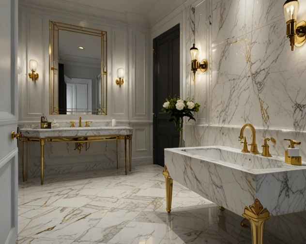 Classic White Marble with Gold Accents