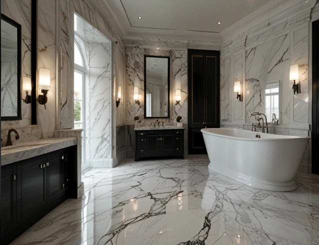 White Marble with Black Contrast