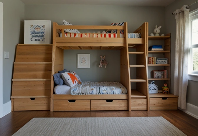 Bunk Beds with Built-In Storage