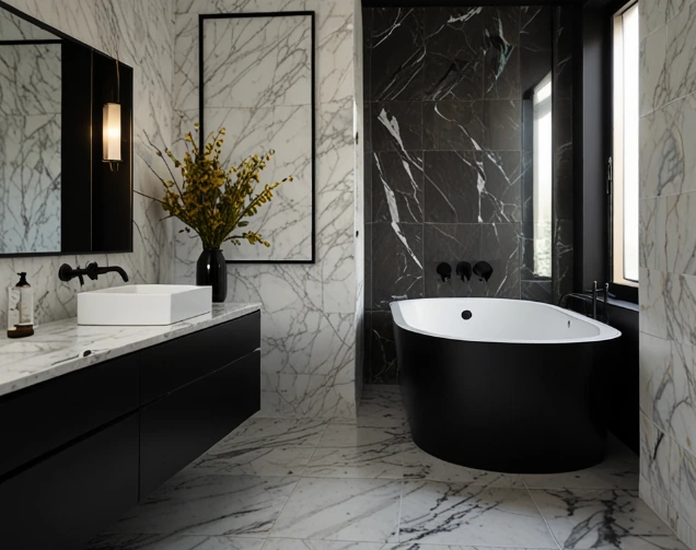 Marble + Matte Black Accents