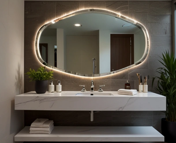 An Irregular-Shaped Mirror for a Unique Look